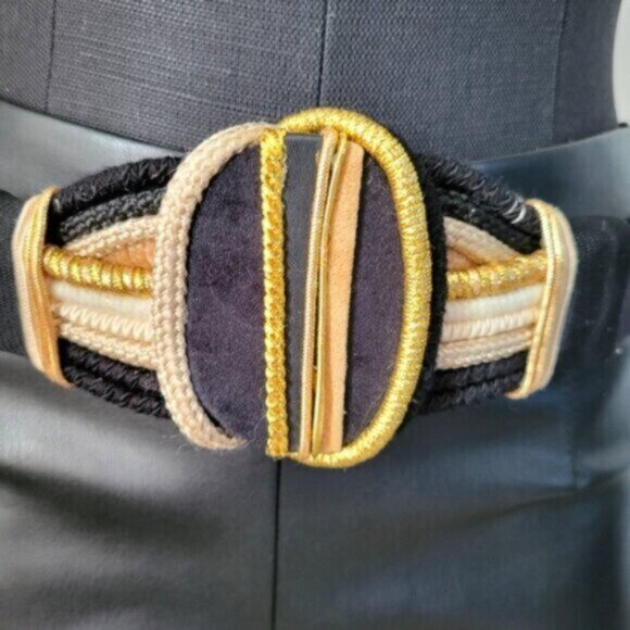 Retro Gold tone Elastic Rope Belt NWT Sz Medium - Picture 4 of 10